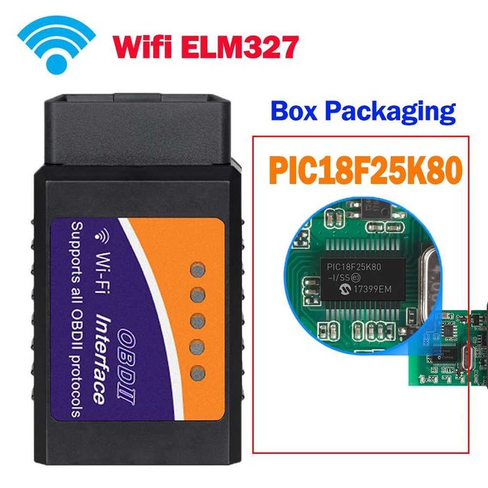 ELM327 V1.5 OBD2 сканери на чіпі PIC18F25K80. Wi-Fi або блютуз.