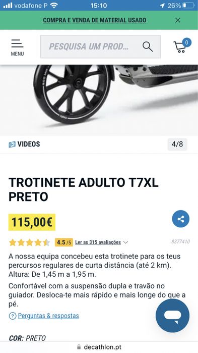 Trotinete olexo T7X preto e rosa bem estimada
