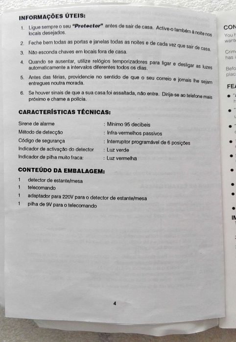 Alarme de mesa/estante Protector SW-144A