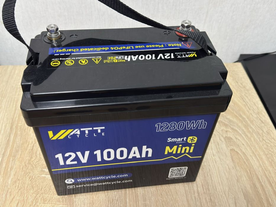 Акумулятор WattCycle lifepo4 100A 12V Mini Bluetooth Аккумулятор залізофосфатний