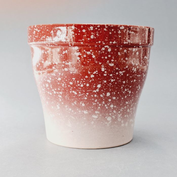 lata 70/80-te ceramiczna nakrapaina donica osłona pojemnik doniczka