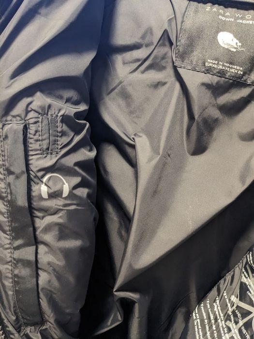 Пуховик куртка на пуху натуральному чорна Zara