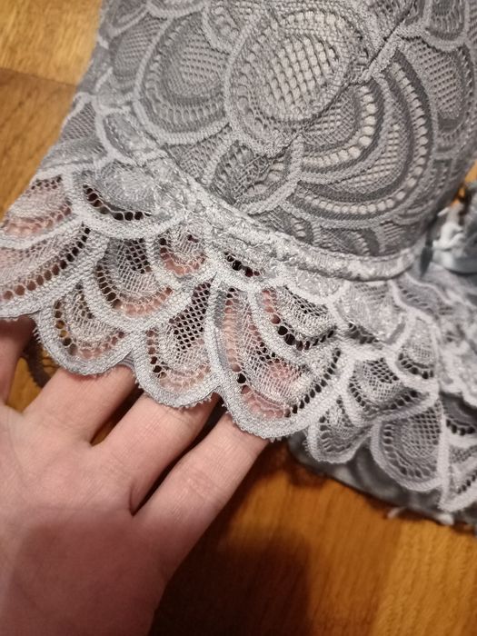Nowy biustonosz 75 C szary bralet koronka