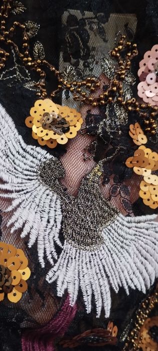 Лонгслів з вишивкою, мереживний, сітка