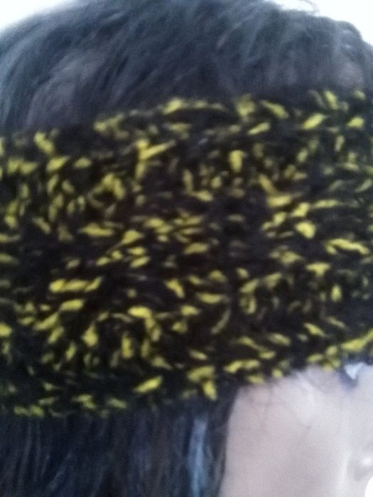 opaska handmade na głowę włosy uszy czapka wełniana na zimę czarna +