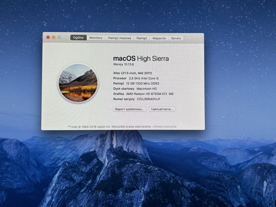 iMac Mid 2011 Intel Core i5 12GB 500GB HDD