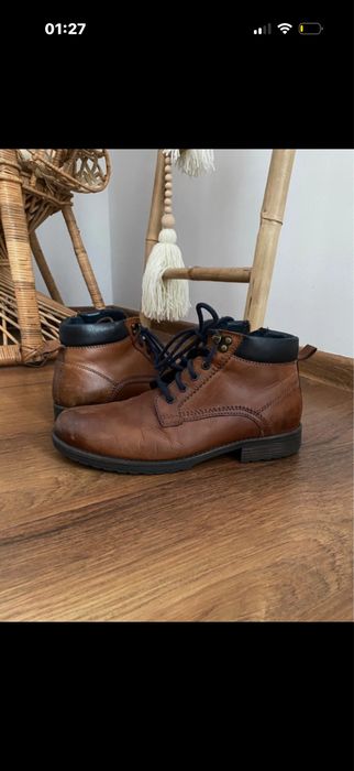 Brązowe skórzane botki / trzewiki męskie Lasocki – bardzo dobry stan