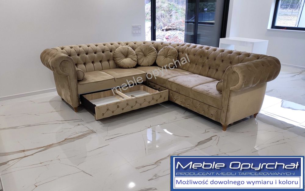 PRODUCENT Naroznik chesterfield glamour  kryształki NR.12
