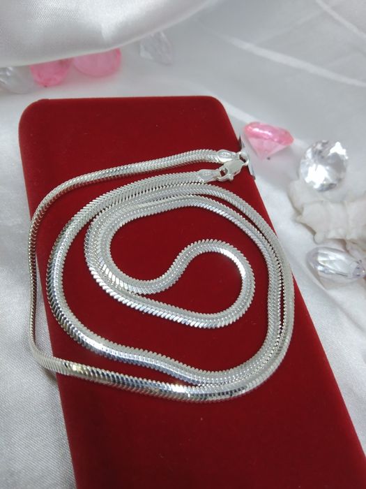 Piękny srebrny łańcuszek taśma Żmijka, srebro 925, dł. 55 cm