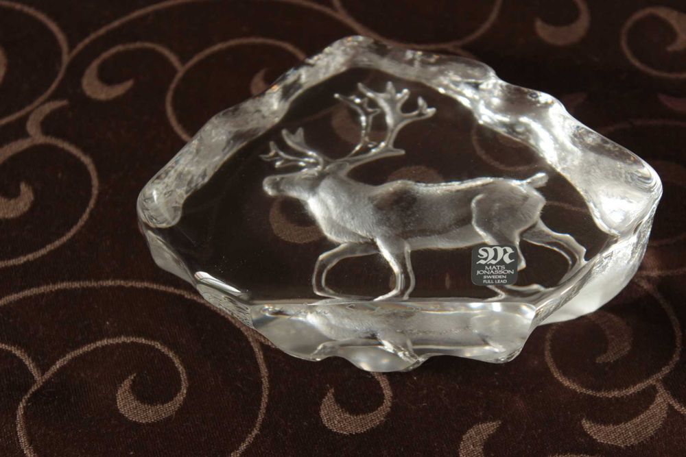Escultura de Alce em Cristal Mats Jonasson