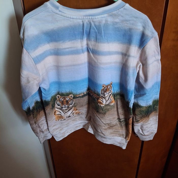 Bluza beżowo-błękitna w tygrysa 122/128 H&M