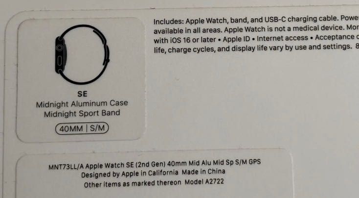 Apple Watch SE Gen2 40mm Midnight