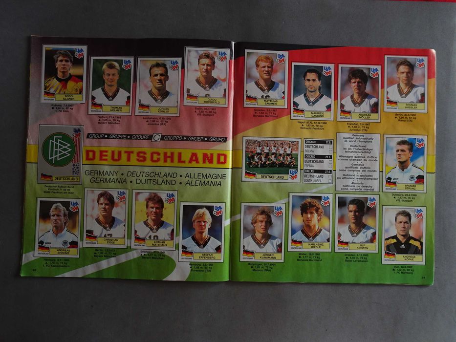 Caderneta cromos de futebol USA 94 World Cup Panini (falta 1 cromo)