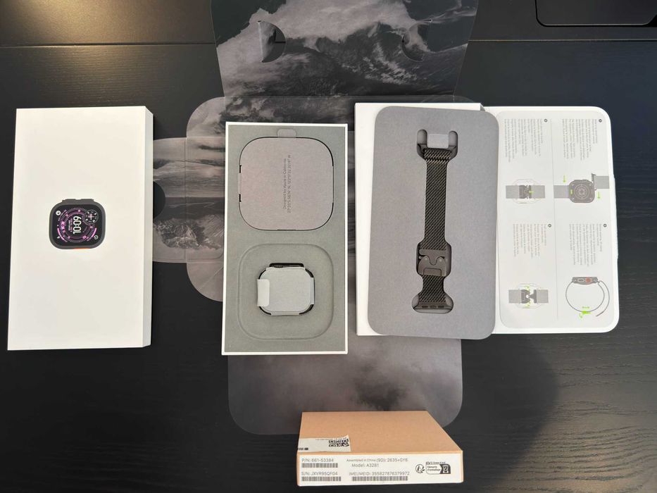 Nowe i nieużywane Apple Watch Ultra 3 (GPS+Cell) Titanium 49MM  z gwarancją AppleCare do 18.09.2027 z bransoletą mediolańską z tytanu (L)