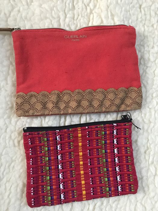 Zestaw 2 czerwone kosmetyczki, saszetka podróżna, portfel vintage