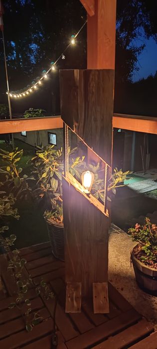 Lampa naturalna z drewna drewniana loft Boho tarasowa balkonowa ogród