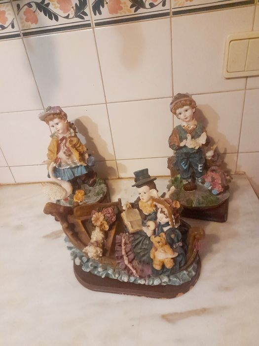 Conjunto de 3 Peças Estatuetas Antigas