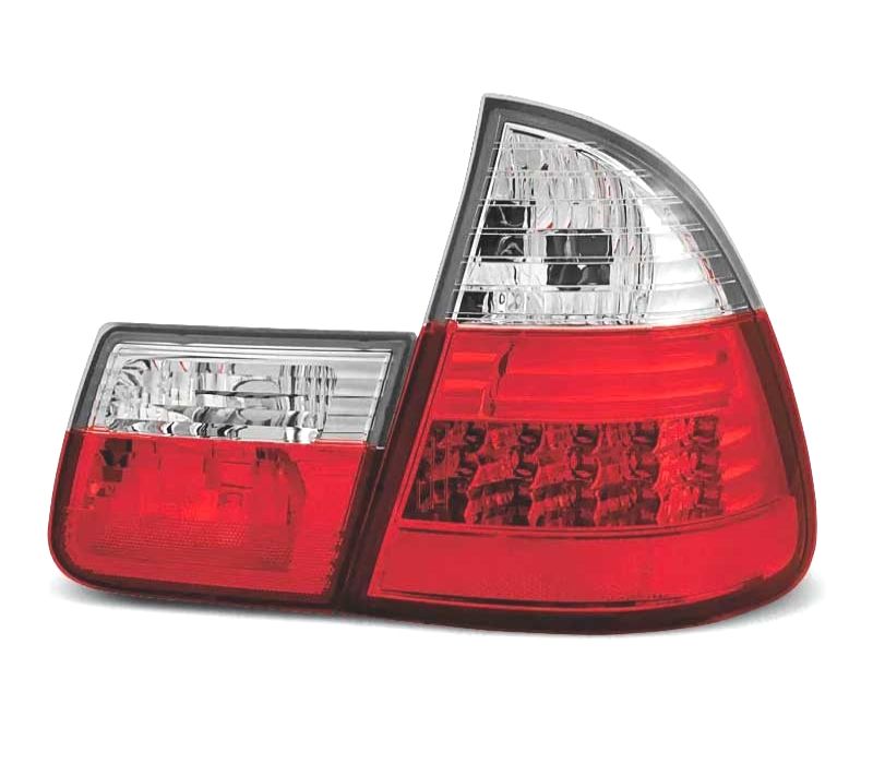 FAROLINS TRASEIROS BMW E46 TOURING 98-05 CROMADO VERMELHO