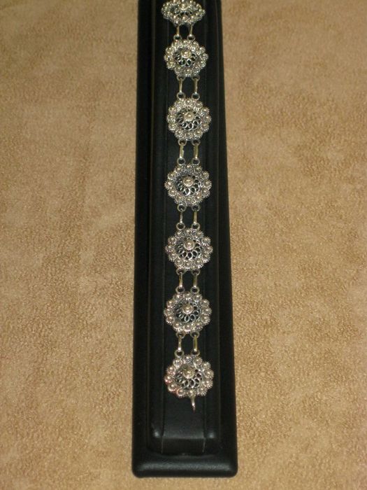 Pulseira Artesanal Prata Maciça de Lei 835`/.. C/Contraste