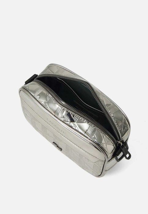 100% ОРИГІНАЛ Lacoste monogram crossbody silver chrome bag сумка кросбоді монограма через плече унісекс NU4904BG
