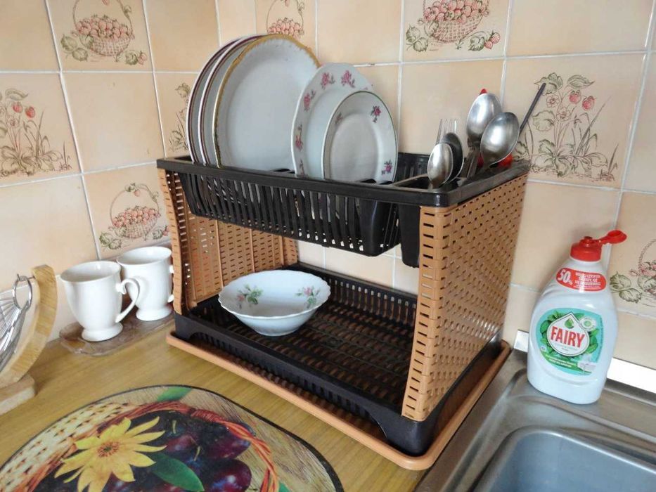 Suszarka do naczyń 2-poziomowa Rattan 42 cm odcienie brązu