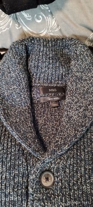 Sweter z kieszeniami zapinany na guziki XXL