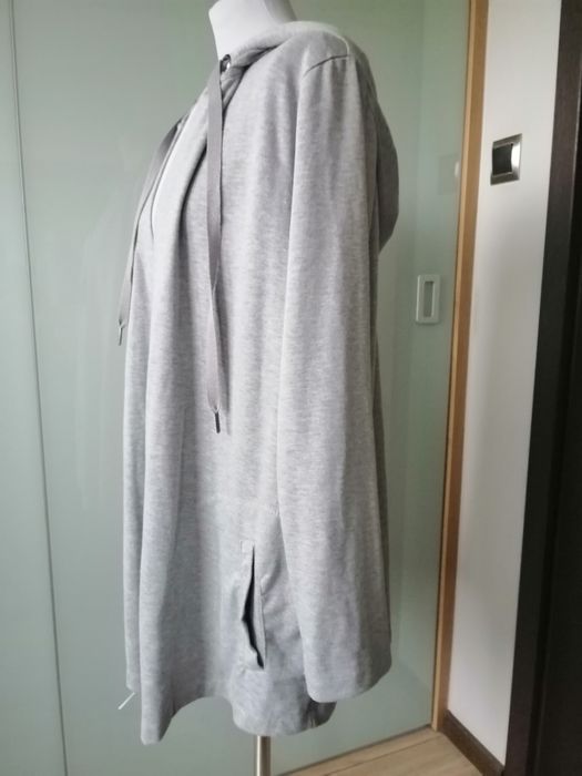 Bluza damska duża szara z kapturem długa kardigan XL/XXL
