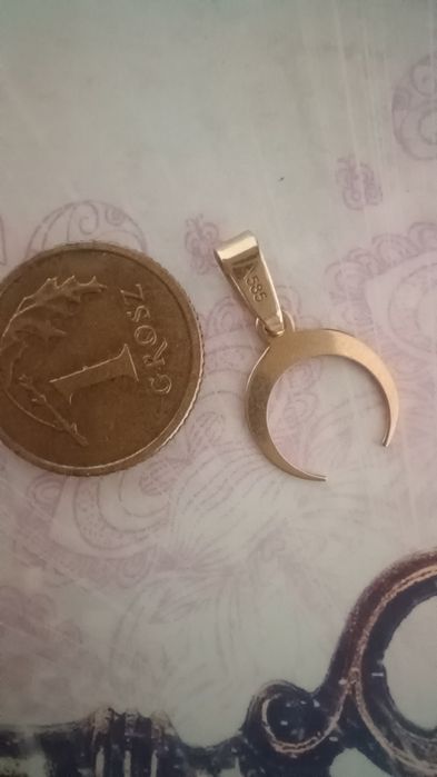 Zawieszka ksiezyc lunula 585 lancuszek zloto zlota