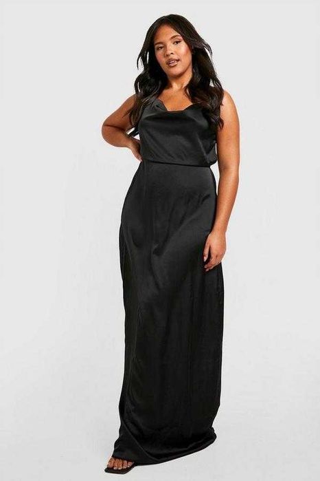 Czarna suknia koktajlowa bez pleców r. 44/46