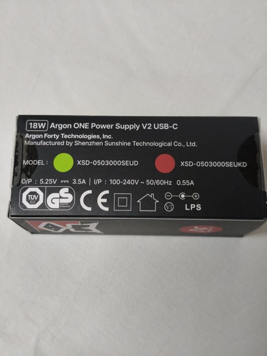 Carregador Argon ONE USB-C Power Supply V2 – 18W / 5.25V 3.5A
