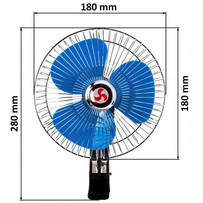 Wiatrak Wentylator Samochodowy Obrotowy 12v Klips
