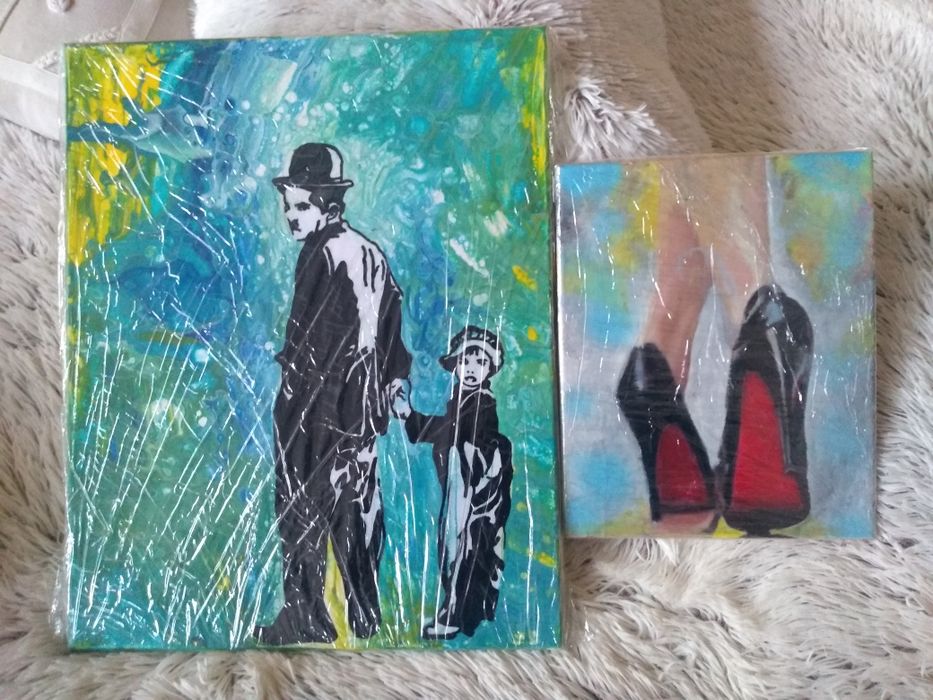 Dwa obrazy olejne nowe