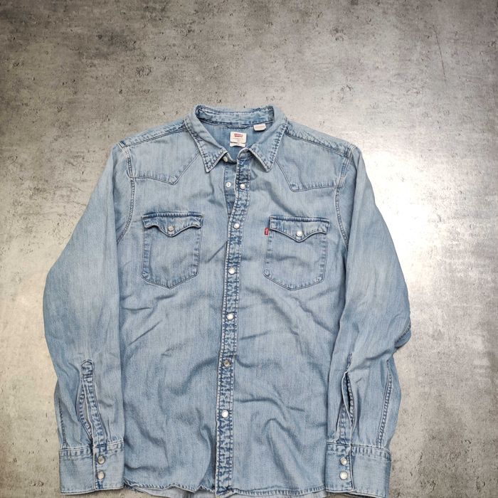 MĘSKA Vintage Koszula Retro Jeansowa JEANS Denim Kieszenie Levis Logo