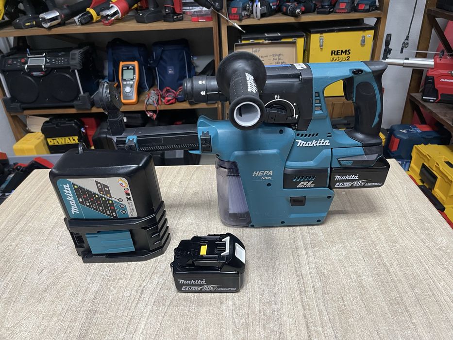 Makita DHR243 + DX02 / безщітковий перфоратор Макіта з пилососом