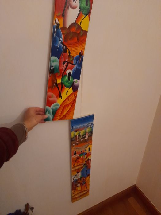 Conjunto de dois quadros em tela pintado à mão. tela pintado à mão.