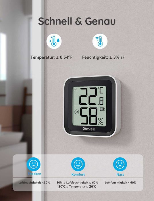 Govee Termometr z higrometrem Bluetooth do wnętrz z mini ekranem LCD