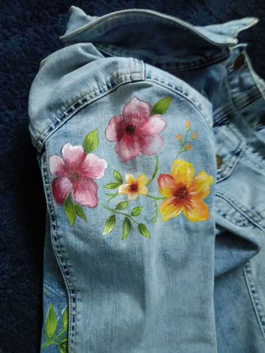 Kurtka jeansowa ręcznie malowana