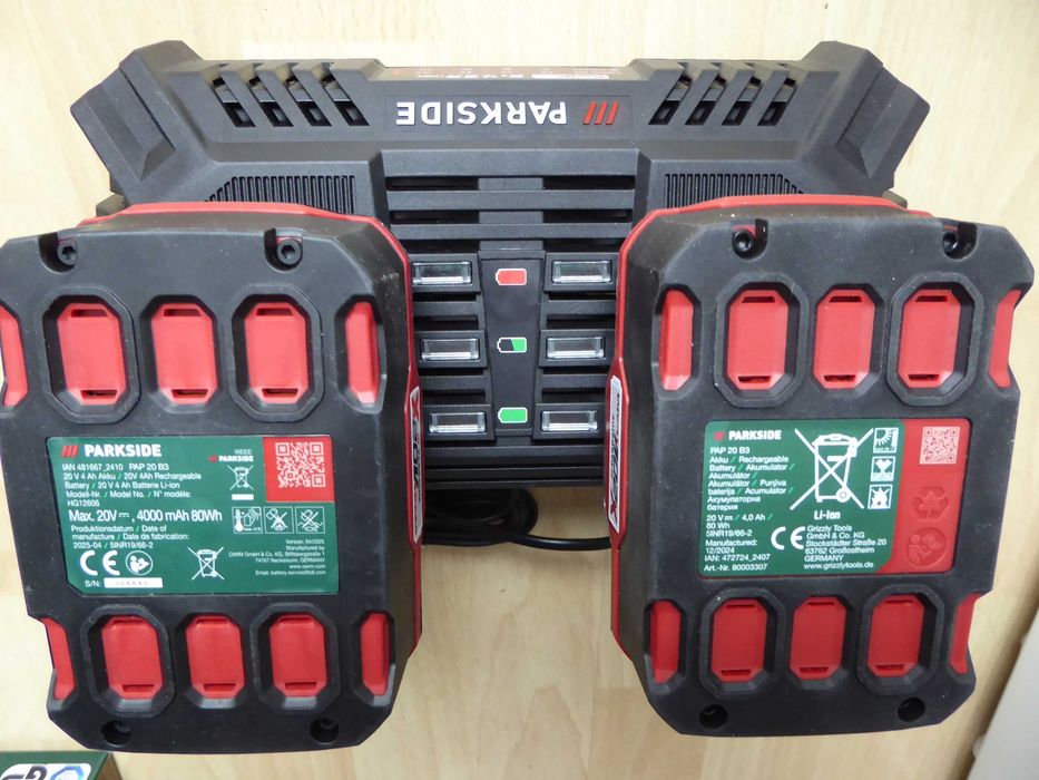 Nowa ładowarka 2 x 4,5A PARKSIDE PDSLG 20 B1 + 2 akumulatory 4Ah
