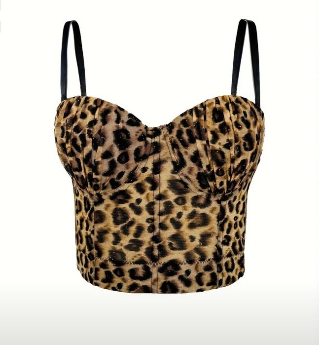 Леопардовый топ на бретелях - без рукавов