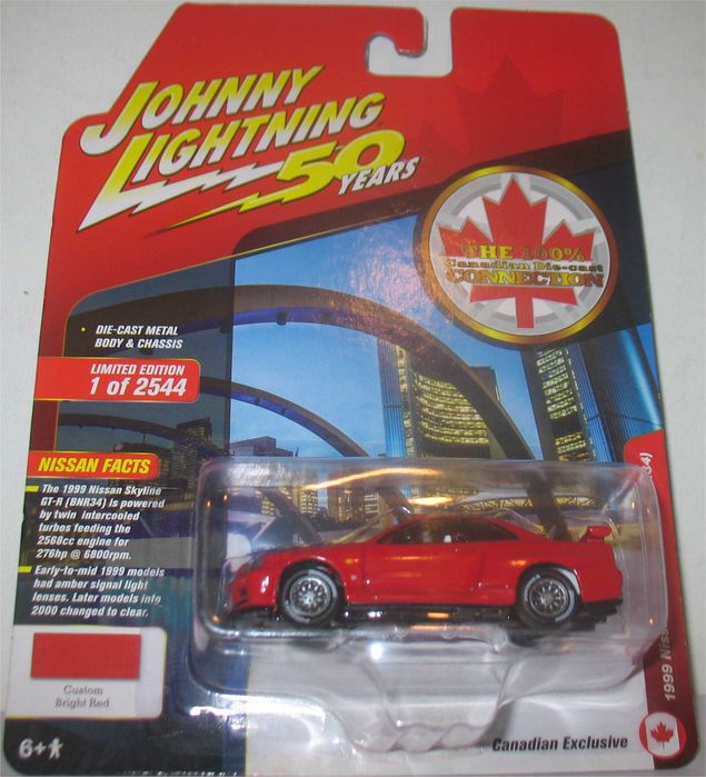 Johnny Lightning - 1999 Nissan Skyline GT-R (BNR34) - Exclusivo Canadá