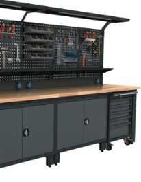 Bancada Industrial trabalho c/ Painel e iluminação LED Comp. 3.560mm