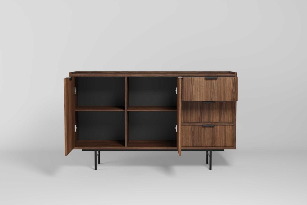 Komoda 150 cm 2 drzwi 3 szuflady Warmia Walnut loft Edison