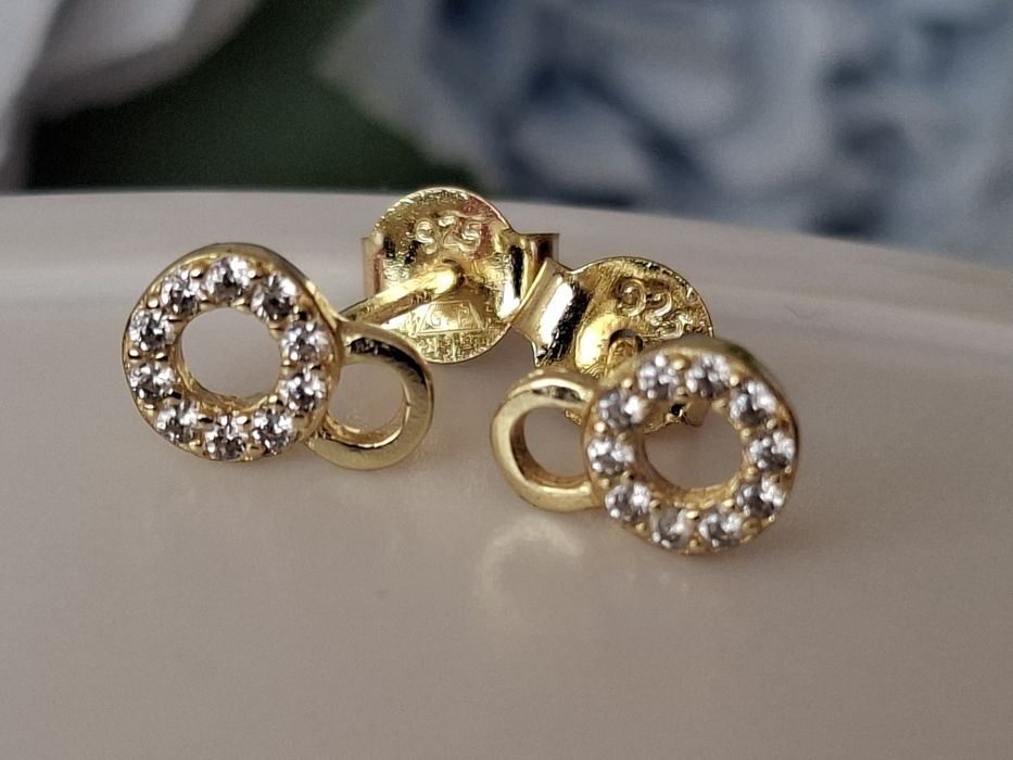 Kolczyki  na sztyfcie Srebro złocone pr.925