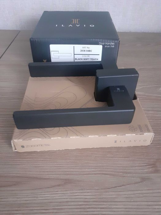 Ручки дверні ILAVIO 2036 чорний матовий (Black Matt) 2 комплекти.