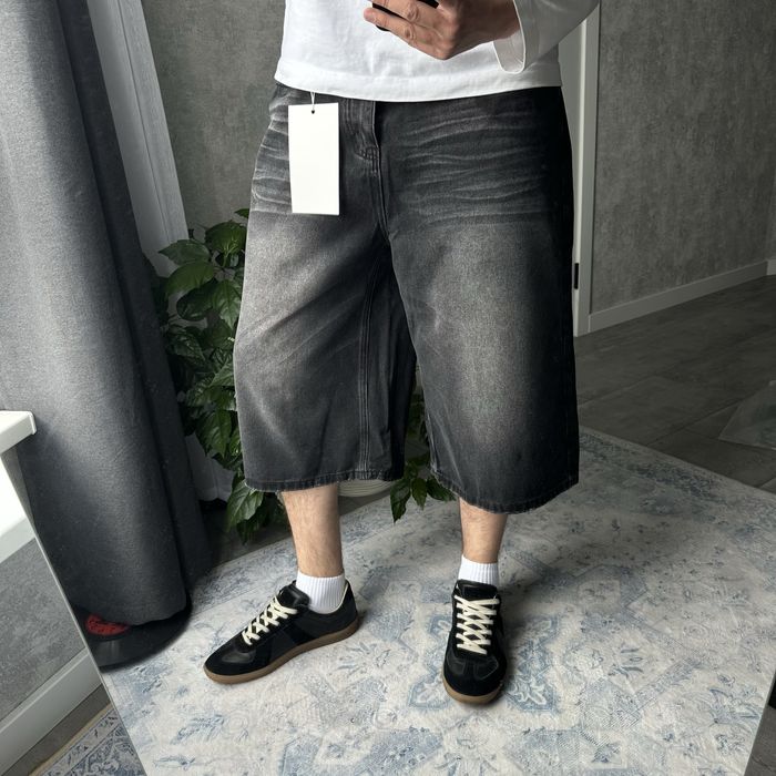 Baggy black jeans jorts shorts y2k sk8 широкі оверсайз racer jaded balenci bootcut washed чорні довгі джинсові шорти реп беггі багги