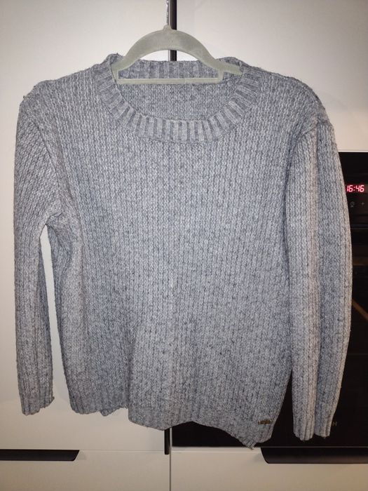 Sweter damski szary prosty ciepły Angora L