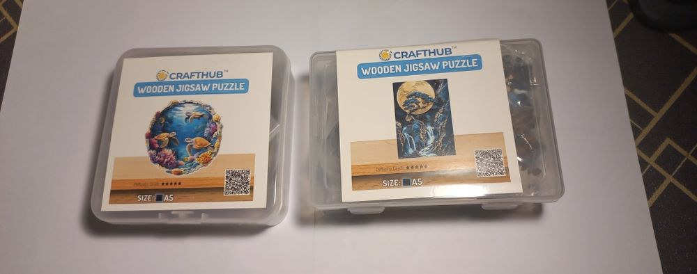 2 x Puzzle Motyw wody Wodospad Podwodny świat Drewniane A5 Mikołajki
