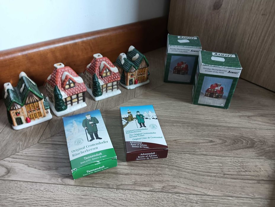 Domki ceramiczne zestaw 4szt na kadzidełko dymiarze wioska
