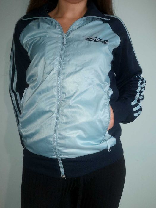 Rozpinana bluza Adidas Oldschool 34 XS 36 na zamek granatowa niebieska