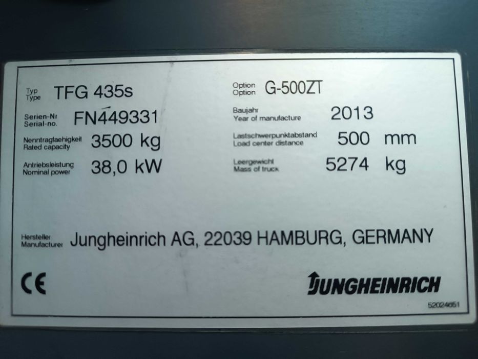 Вилковий навантажувач JUNGHEINRICH TFG 435s G500ZT GETR Б/В